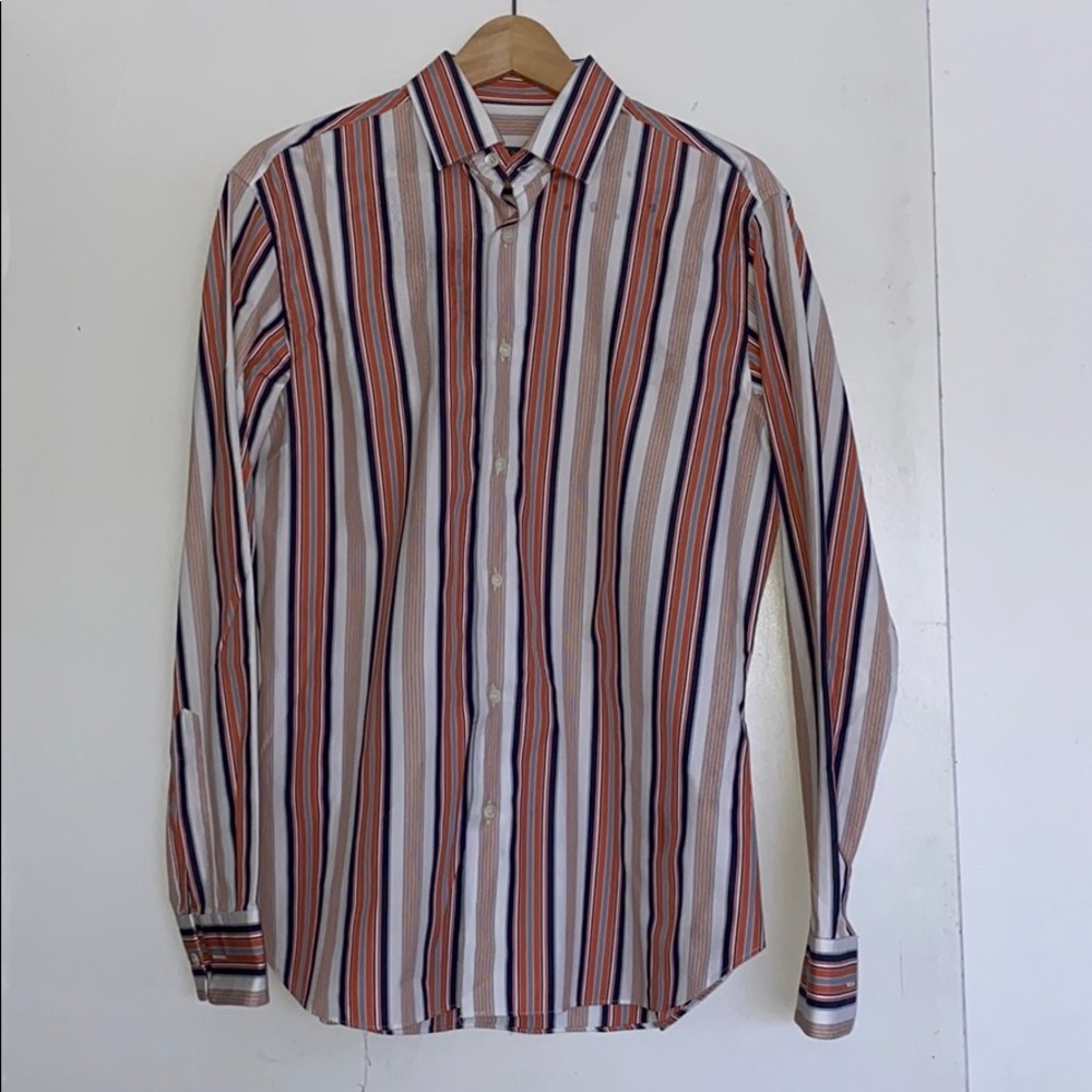 Striped men button down ferragamo shirt